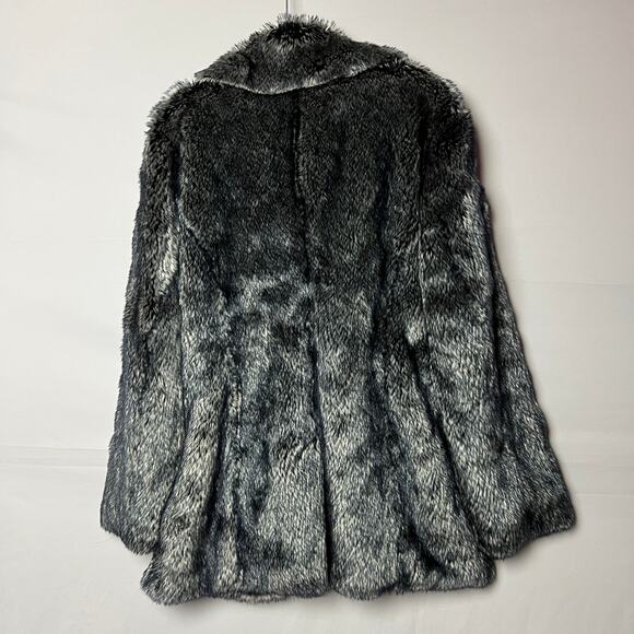 Mobwife Rampage Faux Fur Coat Y2K 90s Glam Quiet Luxury L Women Blue Gray Black - Picture 2 of 13